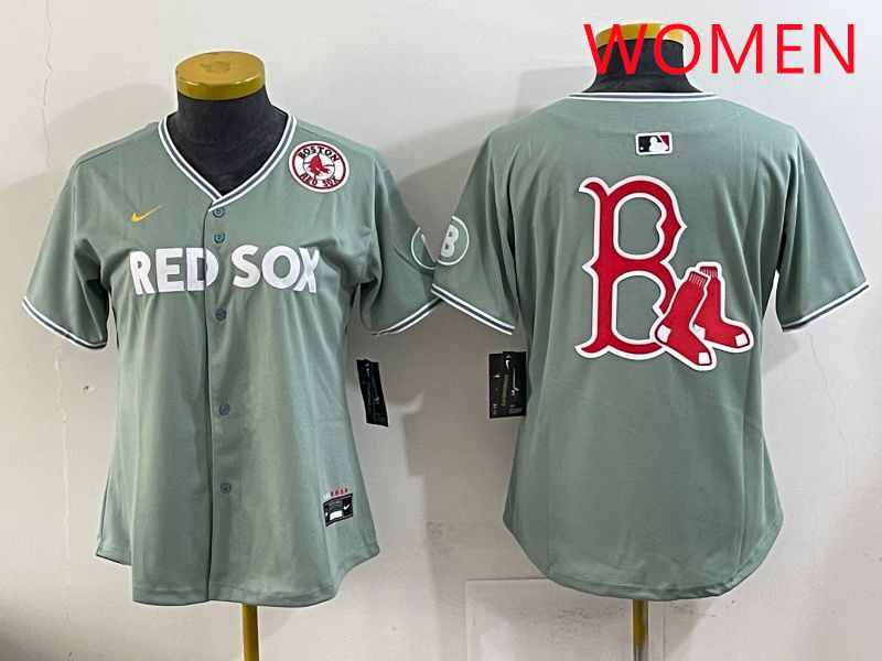 Women 2025 Boston Red Sox Blank Green Joint Name Nike MLB Jersey style 7